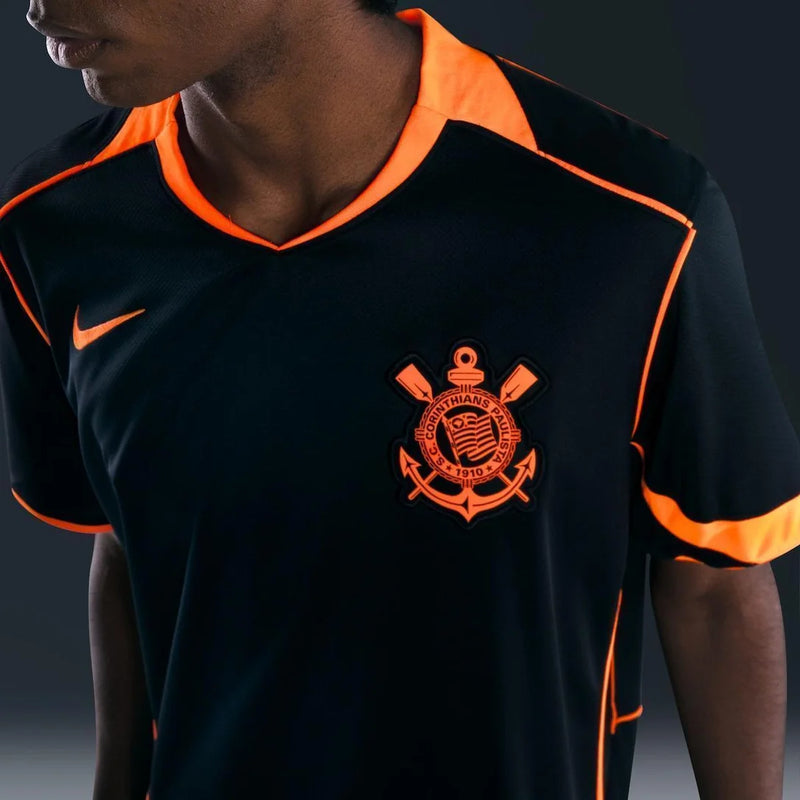 Camisa Corinthians Nike Total 90 III 2025/26 Torcedor Masculina - Preto e Laranja